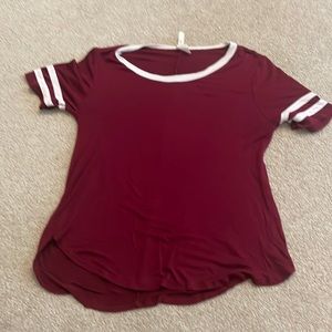Burgundy white strip T-shirt